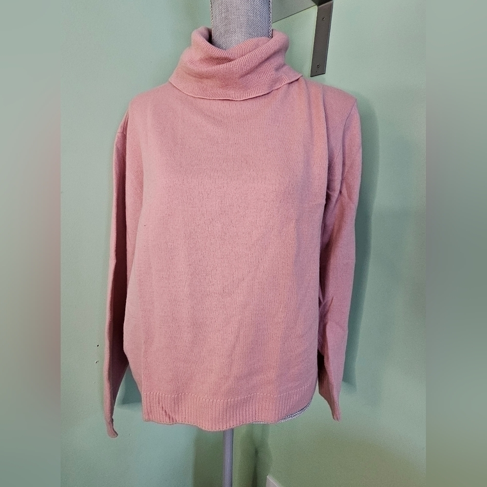 Size XL Vintage Pendleton USA Pink Womens 100% Wool Mock Turtle Neck Sweater